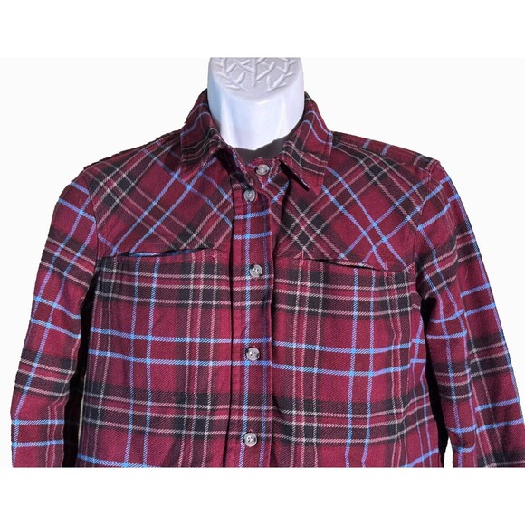 DULUTH TRADING CO. Women's Long Sleeve Button Down Plaid Shirt Red Black Small - Picture 2 of 6